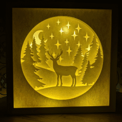 Lightbox en papier : Cerf sous les étoiles, création poétique
